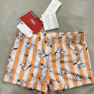 NWT Peanuts x Zara boys swim trunk